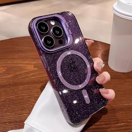 HTYTFC Bling Glitter Wireless Charge Case für iPhone 14 13 11 12 15 Pro Max Kamerahalter Klare Hartacryl-Magnetabdeckung, Dunkelviolett, Für iPhone 12Pro Max HTYTFC Bling Glitter Wireless Charge Case für iPhone 14 13 11 12 15 Pro Max Kamerahalter Klare Hartacryl-Magnetabdeckung, Dunkelviolett, Für iPhone 12Pro Max von HTYTFC