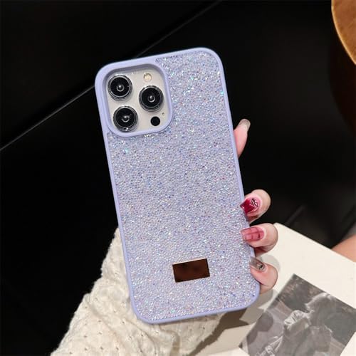HTYTFC Diamant-Telefonhülle für iPhone 15 14 Plus 16 Pro 13 12 11 Pro Max Die glänzende, stoßfeste Diamant-Schutzhülle für die Rückseite, Hellviolett, für iPhone 15 Plus von HTYTFC