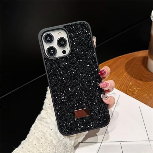 HTYTFC Diamant-Telefonhülle für iPhone 15 14 Plus 16 Pro 13 12 11 Pro Max Die glänzende, stoßfeste Diamant-Schutzhülle für die Rückseite, Schwarz, für iPhone 15 ProMax von HTYTFC