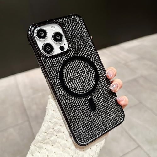 HTYTFC Diamanthülle für iPhone 16 15 14 Plus 13 12 11 Pro Max Bling Shinny Galvanisierte magnetische stoßfeste Abdeckung, Schwarz, Für iPhone 13 Pro HTYTFC Diamanthülle für iPhone 16 15 14 Plus 13 12 11 Pro Max Bling Shinny Galvanisierte magnetische stoßfeste Abdeckung, Schwarz, Für iPhone 13 Pro von HTYTFC