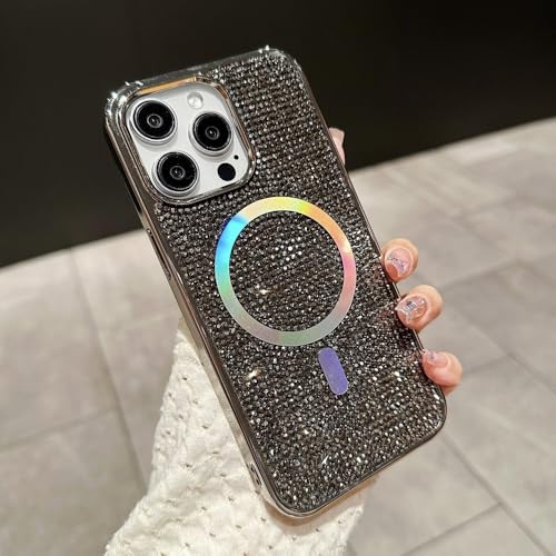 HTYTFC Diamanthülle für iPhone 16 15 14 Plus 13 12 11 Pro Max Bling Shinny Galvanisierte magnetische stoßfeste Abdeckung, Titangrau, für iPhone 14 Pro HTYTFC Diamanthülle für iPhone 16 15 14 Plus 13 12 11 Pro Max Bling Shinny Galvanisierte magnetische stoßfeste Abdeckung, Titangrau, für iPhone 14 Pro von HTYTFC