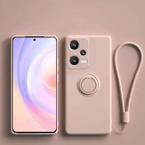 HTYTFC Flüssigsilikonhülle für Xiaomi 14T 13T 12T 11T für Redmi Note 14 13 12 11 10 Pro Plus + 5G 12S 11S 10S 5G Ringhalter-Telefonabdeckung, Sandrosa, für Note 13Pro 5G von HTYTFC