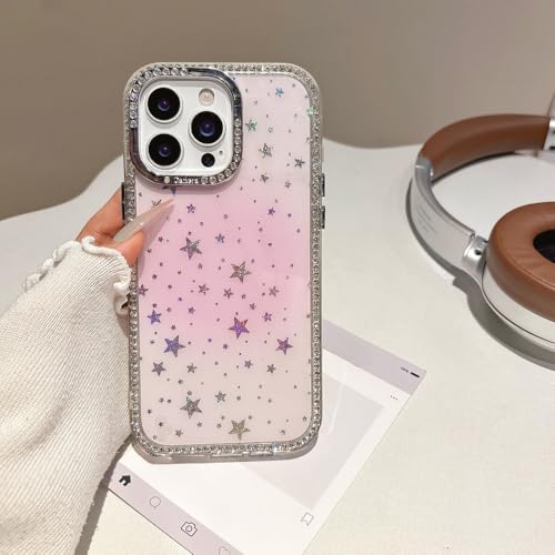HTYTFC Glitzernde Diamant-3D-Sterne-Pailletten, transparente Handyhülle für iPhone 16 14 Plus 15 13 12 11 Pro Max, Bling-Strass-Cover, Pink, für iPhone 12 Pro Max HTYTFC Glitzernde Diamant-3D-Sterne-Pailletten, transparente Handyhülle für iPhone 16 14 Plus 15 13 12 11 Pro Max, Bling-Strass-Cover, Pink, für iPhone 12 Pro Max von HTYTFC