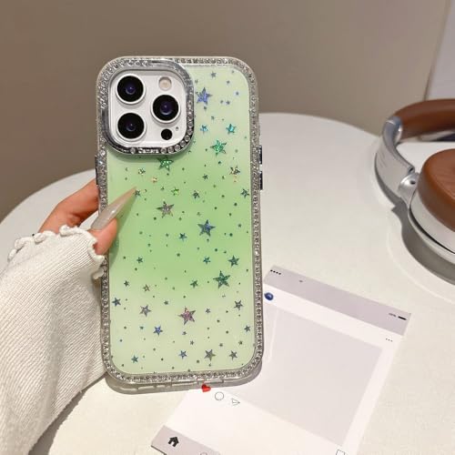 HTYTFC Glitzernde Diamant-3D-Sterne-Pailletten, transparente Handyhülle für iPhone 16 14 Plus 15 13 12 11 Pro Max, Bling-Strass-Cover, grün, für iPhone 14 Pro Max HTYTFC Glitzernde Diamant-3D-Sterne-Pailletten, transparente Handyhülle für iPhone 16 14 Plus 15 13 12 11 Pro Max, Bling-Strass-Cover, grün, für iPhone 14 Pro Max von HTYTFC