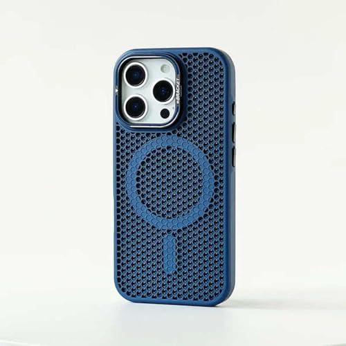 HTYTFC Honeycomb Grid Mesh Cooling Phone Case für iPhone 16 Pro Max 15 Pro 14 13 12 Alloy Lens Bracket Wireless Charging Cover, Dunkelblau, Für iPhone 12 Pro HTYTFC Honeycomb Grid Mesh Cooling Phone Case für iPhone 16 Pro Max 15 Pro 14 13 12 Alloy Lens Bracket Wireless Charging Cover, Dunkelblau, Für iPhone 12 Pro von HTYTFC