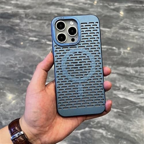 HTYTFC Metallmatte, Hohle, kühlende, stoßfeste Hülle für iPhone 15 14 13 12 11 Pro Max Plus, magnetische Hartschale, Marineblau, für iPhone 13 HTYTFC Metallmatte, Hohle, kühlende, stoßfeste Hülle für iPhone 15 14 13 12 11 Pro Max Plus, magnetische Hartschale, Marineblau, für iPhone 13 von HTYTFC