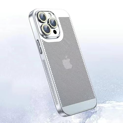 HTYTFC Plating Mesh Cooling Wärmeableitungshülle für iPhone 15 14 13 12 11 15 Pro Max 14 Plus Ultradünne, atmungsaktive Hartschale, Silber, für iPhone 15 HTYTFC Plating Mesh Cooling Wärmeableitungshülle für iPhone 15 14 13 12 11 15 Pro Max 14 Plus Ultradünne, atmungsaktive Hartschale, Silber, für iPhone 15 von HTYTFC