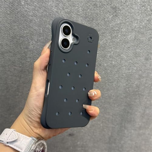 HTYTFC Silikonhülle für iPhone 13 14 15 16 Pro Max Plus, weiches gepunktetes Loch, Wärmeableitung, Lanyard-Armbandabdeckung, TaiGray, für iPhone 15 Plus von HTYTFC