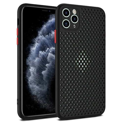 HTYTFC Wärmekühlhülle für iPhone 7 8 X XR Xs Max 11 14 15 Plus 13 12 Pro Max Mini SE 2020 Atmungsaktive Mesh-Schutzhülle, Schwarz, Für iPhone 11Pro MAX von HTYTFC