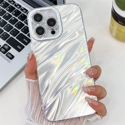 Laser Ripple Marble Handyhülle für iPhone 16 Plus 15 14 13 Pro Max Hart-PC Glitzer Kameraschutz Stoßfeste Rückseite, Ripple Silver, für iPhone 16 Laser Ripple Marble Handyhülle für iPhone 16 Plus 15 14 13 Pro Max Hart-PC Glitzer Kameraschutz Stoßfeste Rückseite, Ripple Silver, für iPhone 16 von HTYTFC