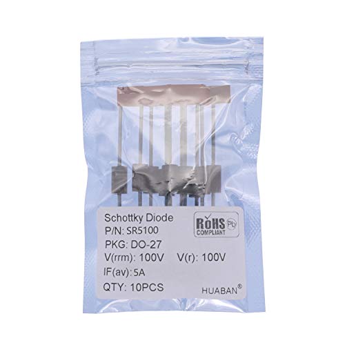 HUABAN 10PCS SR5100 (SB5100) Schottky Barrier Rectifier Diodes 5A 100V DO-201AD (DO-27) Axial 5 Amp 100 Volt von HUABAN