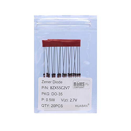 HUABAN 20PCS 1/2W BZX55C2V7 Silizium Planar Power Zener Diodes DO-35 Axial Diode 0.5W 2.7V von HUABAN