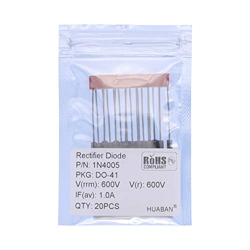 HUABAN 20PCS 1N4005 Rectifier Diode 1A 600V DO-41 (DO-204AL) Axial 4005 1 Amp 600 Volt von HUABAN