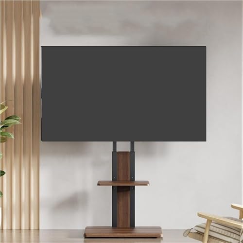 Mobiler TV-Ständer Rolling TV Cart mit Rädern für 55, 65, 75 Zoll, tragbarer Boden-TV-Ständer mit Regal, TV-Ständer für Schlafzimmer(Black) von HUABCDT