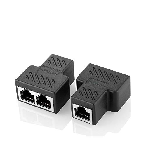 RJ45 Splitter, HUACAM RJ45 Splitter Adapter 1 bis 2 Dual Female Port, Cat 5 / Cat 6 LAN Ethernet Socket Splitter Stecker Adapter mit Shield [Anti-Signal Interferenz] von HUACAM