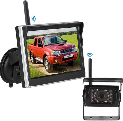 Kabellose Rückfahrkamera, 12,7 cm (5 Zoll) TFT-LCD-HD-Rückfahrkamera, Monitorsystem für 12 V-24 V Anhänger, Wohnmobile, 18 IR-LEDs, wasserdicht, Nachtsicht, Rückfahrkamera von HUACANG