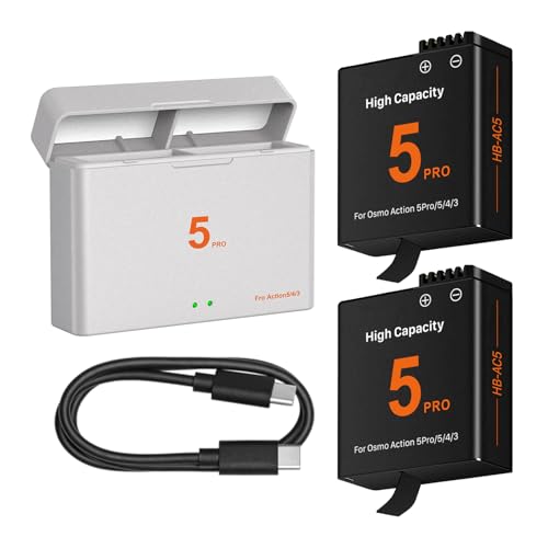 2er Pack 2800mAh Akku Ersatz kompatibel für DJI Osmo Action 5 Pro mit USB-C Dual-Slot Akku-Ladegerät für OSMO Action 5 Pro, Action 4, Action 3 Kameras 2er Pack 2800mAh Akku Ersatz kompatibel für DJI Osmo Action 5 Pro mit USB-C Dual-Slot Akku-Ladegerät für OSMO Action 5 Pro, Action 4, Action 3 Kameras von HUAENG