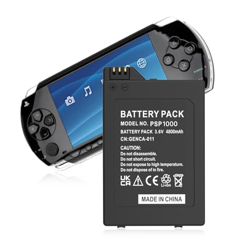 Akku für PSP 1000, 4800mAh Akku mit hoher Kapazität für Sony PSP 1000 PSP-110 (1001, 1002, 1003, 1004, 1005, 1006, 1007, 1008, 1010), PSP Fat Console von HUAENG