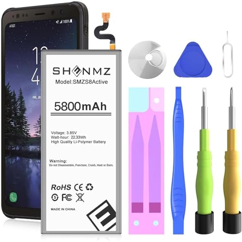 Galaxy S8 Active Akku, 5800mAh Lithium-Polymer-Akku Ersatz kompatibel mit Galaxy S8 Active EB-BG892ABE SM-G892U, SM-G892A mit Reparaturwerkzeug Kits（Nicht für s8 Plus/ s8 von HUAENG