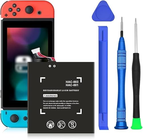 HAC-003 Akku, Original Upgrade 4800mAh Li-Ionen Akku Batterie Akkupack für Nintendo Switch 2017 Game Console HAC-001, HAC-003, HAC-A-BPHAT-C0 HAC-S-JP Interne Batterie with Toolkit von HUAENG