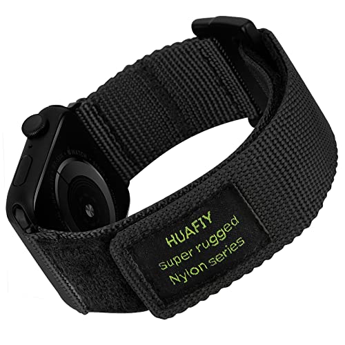 HUAFIY Kompatibel mit Apple Watch Armband 38mm/40mm/41mm, Nylon Sportarmband für Apple Watch Band, Klett Design für iWatch Armband Series 8/7/ 6/ 5/ 4/ 3/ 2/ 1,SE (38mm40mm41mm, Schwarz) von HUAFIY