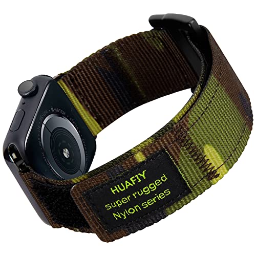 HUAFIY Kompatibel mit Apple Watch Armband 42mm/44mm/45mm/49mm, Nylon Sportarmband für Apple Watch Band, Klett Design für iWatch Armband Series 8/7/ 6/ 5/ 4/ 3/ 2/ 1, (42mm44mm45(XL:7.5 '' - 10.5 '') von HUAFIY