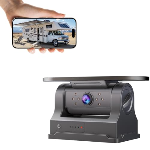 HUAJUN Wireless Solar Backup Kamera, 9600mAh Wiederaufladbare Batterie, Magnetische 1080P HD Rückfahrkamera für LKW/Wohnwagen/Anhänger, DVR Aufzeichnung IP67 Wasserdicht, Nachtsicht, Keine Bohrung HUAJUN Wireless Solar Backup Kamera, 9600mAh Wiederaufladbare Batterie, Magnetische 1080P HD Rückfahrkamera für LKW/Wohnwagen/Anhänger, DVR Aufzeichnung IP67 Wasserdicht, Nachtsicht, Keine Bohrung von HUAJUN