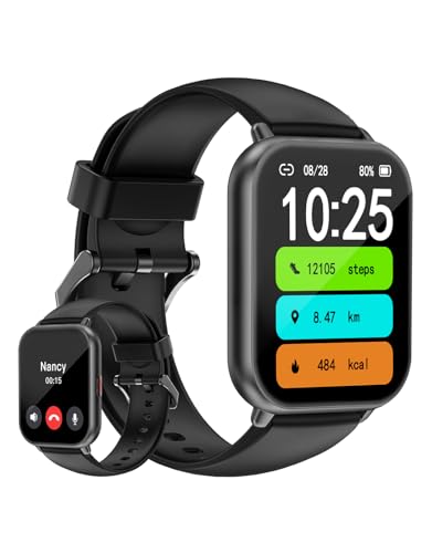 HUAKUA Smartwatch für Damen und Herren mit Telefonfunktion,1.85 Zoll HD-Touch Screen Fitnessuhr mit SpO2-Überwachung Pulsuhr Schlafmonitor Schrittzähler Uhr Multi Trainingsmodi für Android iOS von HUAKUA
