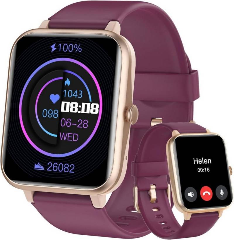 HUAKUA für Damen Herren mit Bluetooth Anrufe Sport Smartwatch (1.85 Zoll, Android iOS), mit Herzfrequenzmessung,Schrittzähler,Schlafmonitor,110+Trainingsmodi von HUAKUA