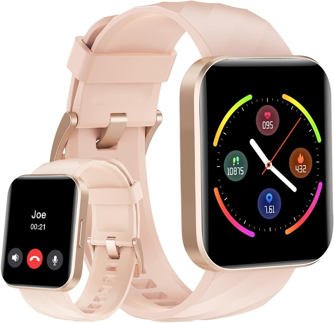 HUAKUA für Damen Herren mit Telefonfunktion Fitness Smartwatch (1.85 Zoll, Andriod iOS), mit Pulsmeser SpO2 Messung Schlafüberwachung Nachrichten 100+Sportmodi von HUAKUA