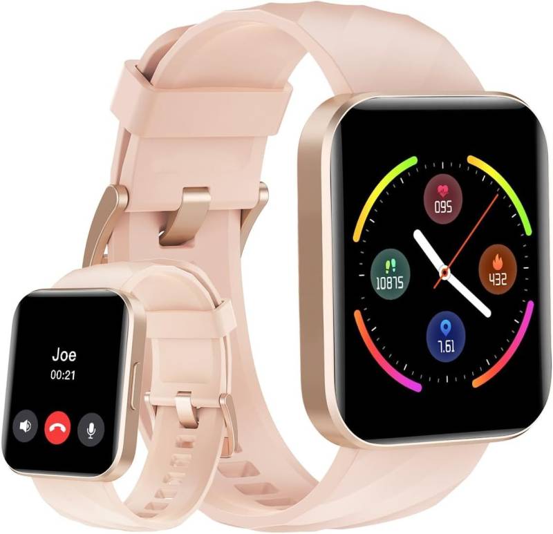 HUAKUA für Damen Herren mit Telefonfunktion Fitness Smartwatch (1.85 Zoll, Andriod iOS), mit Pulsmeser SpO2 Messung Schlafüberwachung Nachrichten 100+Sportmodi von HUAKUA