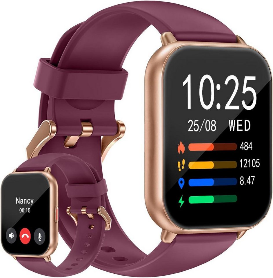 HUAKUA für Damen und Herren mit Telefonfunktion Pulsuhr Smartwatch (1.85 Zoll, Andriod iOS), mit SpO2-Überwachung Schlafmonitor Schrittzähler Multi Trainingsmodi von HUAKUA