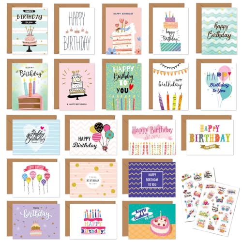 42 Stück sortierte Kinder-Geburtstagskarten mit Umschlägen und Aufklebern, bunter verdickter Karton, Kindergeburtstagskarte, Multipack, für Jungen, Mädchen, Erwachsene, Geburtstagsparty-Dekoration, 10 42 Stück sortierte Kinder-Geburtstagskarten mit Umschlägen und Aufklebern, bunter verdickter Karton, Kindergeburtstagskarte, Multipack, für Jungen, Mädchen, Erwachsene, Geburtstagsparty-Dekoration, 10 von HUAMIAN