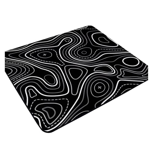 HUANGSHIJUNOUS 45x40CM Schwarz Weiß Textur Tastatur Pad Maus Gaming Pc Zubehör Gummi Mauspad Gamer Deskmat Topographische Mause Pads(Black-1,450x400x4mm) von HUANGSHIJUNOUS