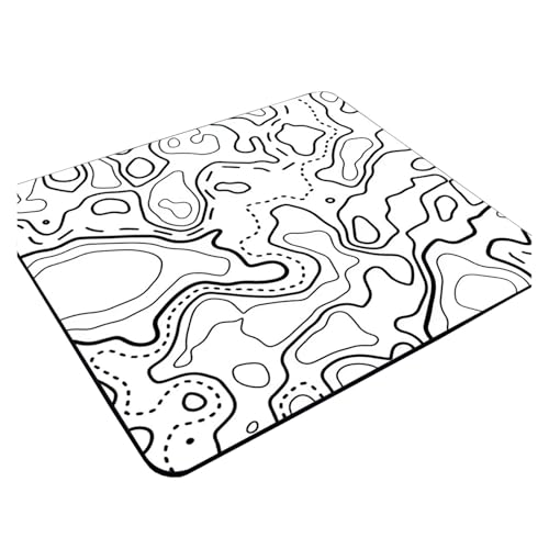 HUANGSHIJUNOUS 45x40CM Schwarz Weiß Textur Tastatur Pad Maus Gaming Pc Zubehör Gummi Mauspad Gamer Deskmat Topographische Mause Pads(Black-4,200x200x2mm) von HUANGSHIJUNOUS