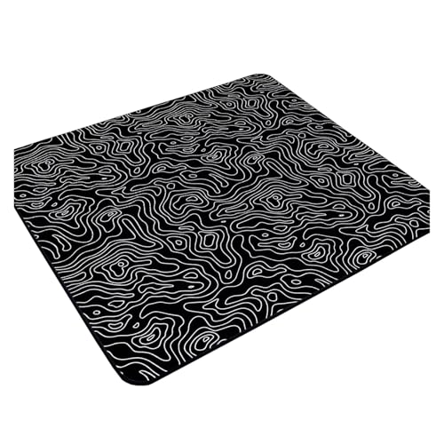 HUANGSHIJUNOUS 45x40CM Schwarz Weiß Textur Tastatur Pad Maus Gaming Pc Zubehör Gummi Mauspad Gamer Deskmat Topographische Mause Pads(Black-5,200x200x2mm) von HUANGSHIJUNOUS