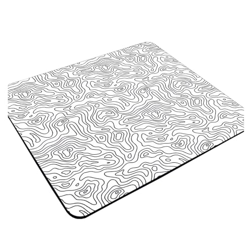 HUANGSHIJUNOUS 45x40CM Schwarz Weiß Textur Tastatur Pad Maus Gaming Pc Zubehör Gummi Mauspad Gamer Deskmat Topographische Mause Pads(Black-6,200x200x2mm) von HUANGSHIJUNOUS