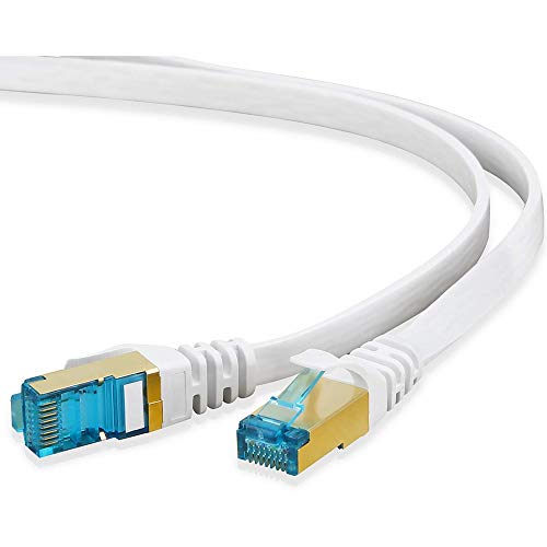 HUANGTAOLI Cat 7 Netzwerkkabel 30M, Ethernet-Stecker, geschirmt, RJ45-Kabel, hohe Übertragungsrate, 10 Gbit/s, 600 MHz, Patch LAN (weiß, 30m) von HUANGTAOLI