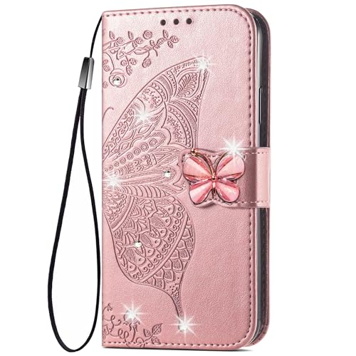 HUANGTAOLI Handyhüllen mit Glitzernd für Samsung Galaxy A56 (SM-A566B/DS, SM-A566E/DS), Kartenhalter und Ständer, Stoßabsorbierend von HUANGTAOLI