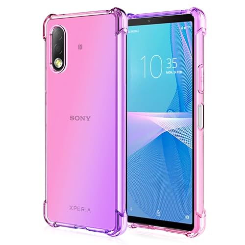 HUANGTAOLI Schutzhülle kompatibel mit Sony Xperia Ace II, dünne, weiche TPU-Schutzhülle, stoßfest, kratzfest, mit verstärkten Ecken, Rosa / Violett von HUANGTAOLI