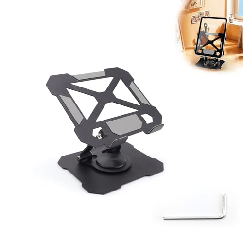 HUANR Tablethalterungen, 360° Drehung Tablethalter Aluminiumlegierung, Höhenverstellbar Tabletständer, Tablet Halterung Tisch mit Sechskantschlüssel, Schwarz Tablet Halter für Büro, Unterhaltung von HUANR
