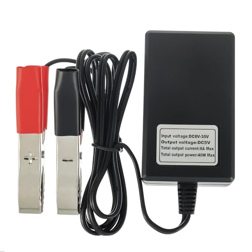 HUAREW DC Konverter mit Akku Krokodilklemme, 4 Ports USB Ladeadapter Motorrad DC 12V 24V auf 5V 3A Power Buck Schnellladegerät, mit QC3.0-Schnellladung für iPhone, iPad, Android und Tablet Ladegeräte von HUAREW