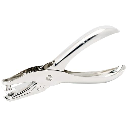 HUATEEN Papierlocher,Einzellocher - Locher Büromaterial - Tragbarer Hole Hand Punches Einzelloche Schreibwaren mit mehreren Blatt Kapazität für Papier und Karte Geschenkanhänger Locher - 6MM Silber von HUATEEN