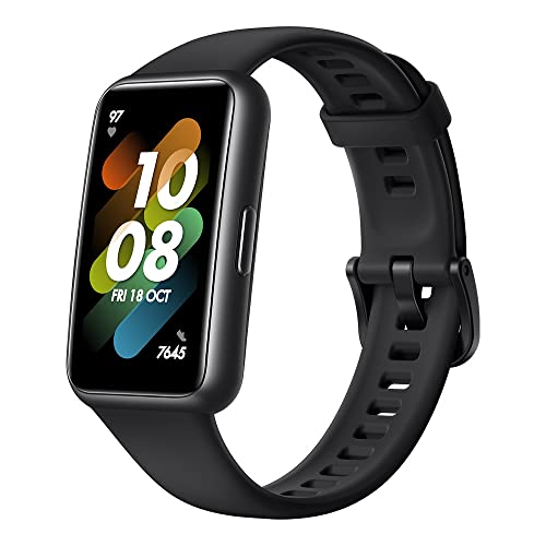 HUAWEI Band 7 Smartwatch Gesundheits- und Fitness-Tracker, schmaler Bildschirm, 2 Wochen Akkulaufzeit, SpO2- und Herzfrequenzmonitor, Schlaf-Tracking, Stressüberwachung,Deutsche Version, schwarz von HUAWEI