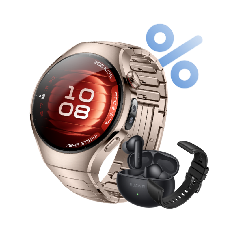 HUAWEI WATCH 5 42mm Sandgoldenes 904L Edelstahlgehäuse mit sandgoldenem Titanarmband von HUAWEI