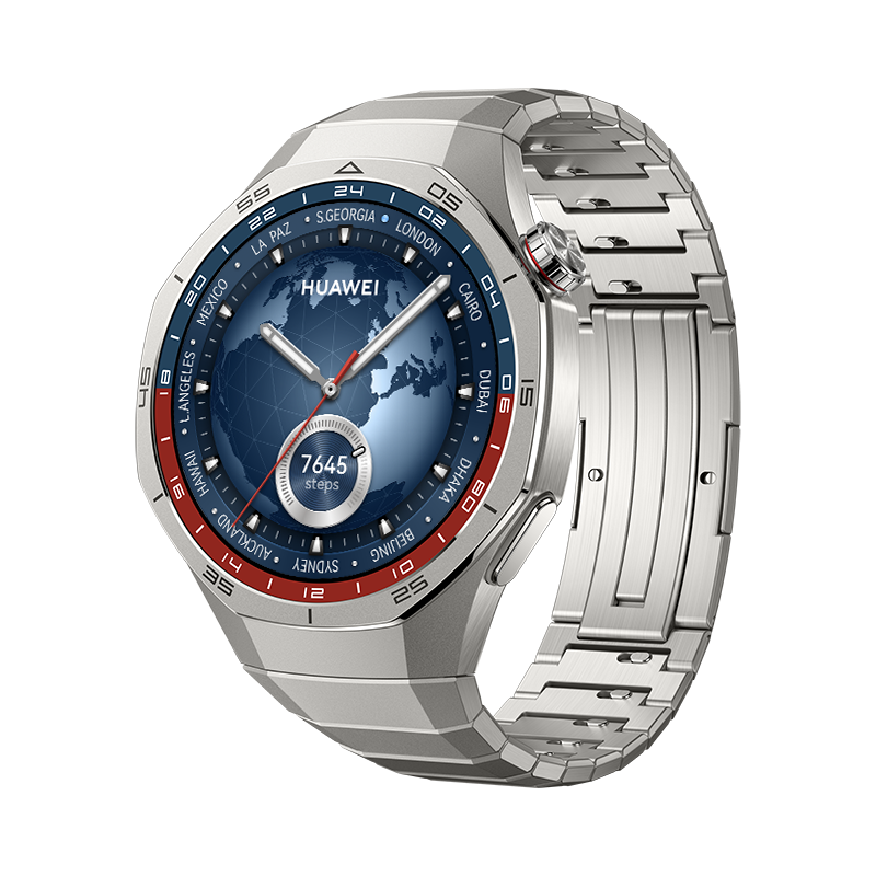 HUAWEI WATCH GT 5 Pro Style Set 46mm Titanbeschichtetes Edelstahlgehäuse mit Titan-Armband und blauem gewebtem Armband von HUAWEI