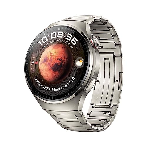 HUAWEI Watch 4 Pro, Gehäuse aus Raumfahrt-klassifizierter Titaniumlegierung & sphärischem Saphirglas, Titaniumarmband, eSIM Mobiltelefonie, kompatibel mit Android & iOS, deutsche Version von HUAWEI