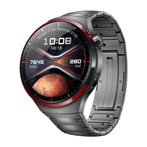 HUAWEI Watch 4 Pro Space Edition, Luft- und Raumfahrt-klassifiziertes DLC Titanium, Gesundheitsschnellcheck 2.0, Ultralange Akkulaufzeit, eSIM Mobilfunktelefonie, Kompatibel mit Android und iOS von HUAWEI