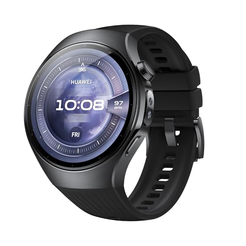 HUAWEI Watch 5 Smartwatch, X-TAP-Technologie, SpO2 an der Fingerspitze, Health Glance, EKG, HRV, eSIM, Zwei Akkumod, Bis zu 11 Tage Akkulaufzeit, Kompatibel mit Android™ & iOS, 46mm, Schwarz von HUAWEI