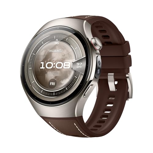 HUAWEI Watch 5 Smartwatch, X-TAP-Technologie, SpO2 an der Fingerspitze, Health Glance, EKG, HRV, eSIM, Zwei Akkumod, Bis zu 11 Tage Akkulaufzeit, Kompatibel mit Android™ & iOS, 46mm, braun von HUAWEI